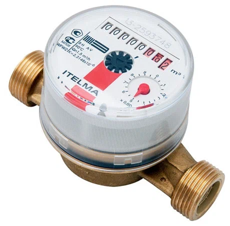 Квартирный счетчик воды Itelma для горячей воды L 110 без сгонов